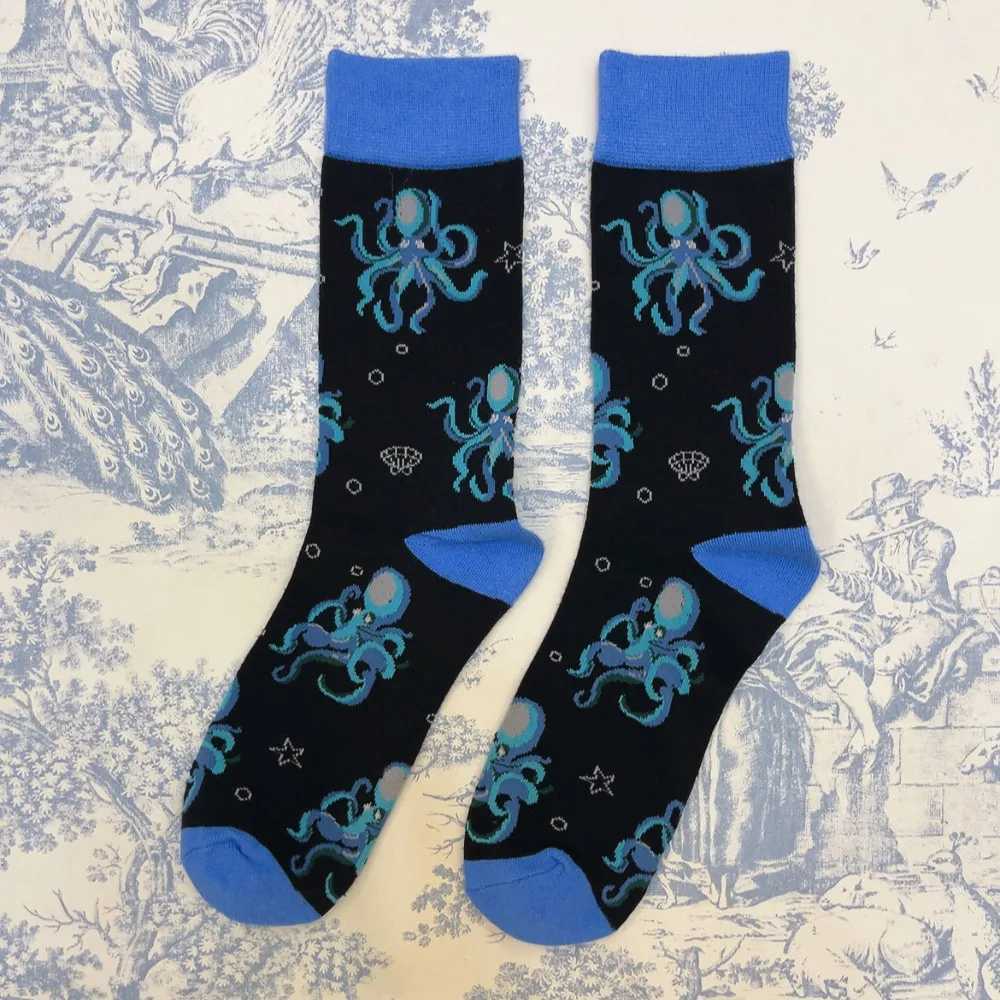 Adult Crew Unisex Cartoon Squid Calamary Octopus Socks Scaleph Jellyfish Jelly Blubbe Seafood Market Aquarium Fun Gift Sox X250319