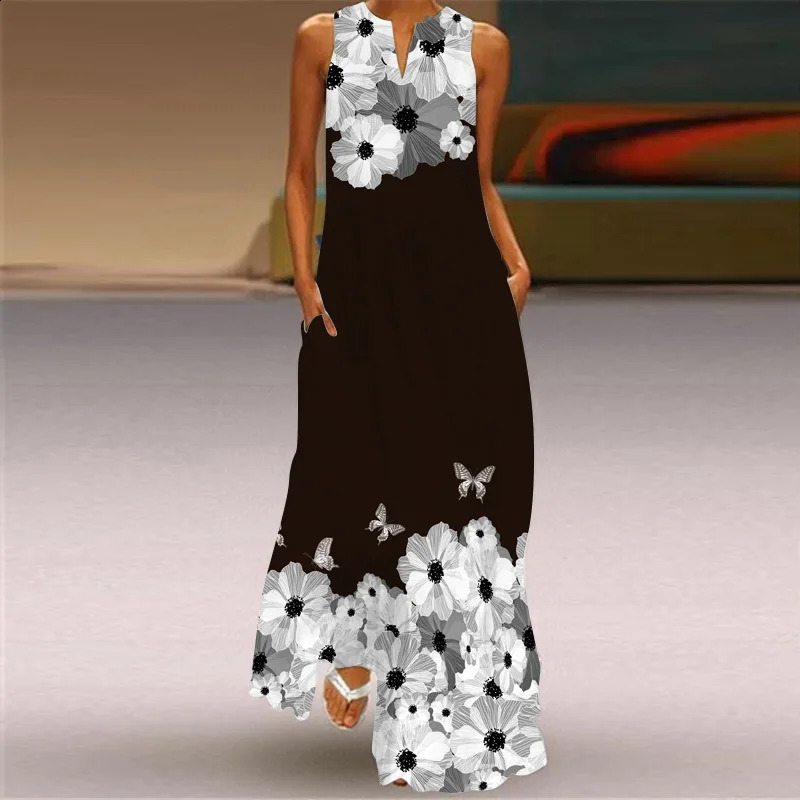 Summer Long Dress Womens Elegant Robe Party Sleeveless Casual Sundress Vintage y2k Vestidos Para Mujer S-5XL 250319