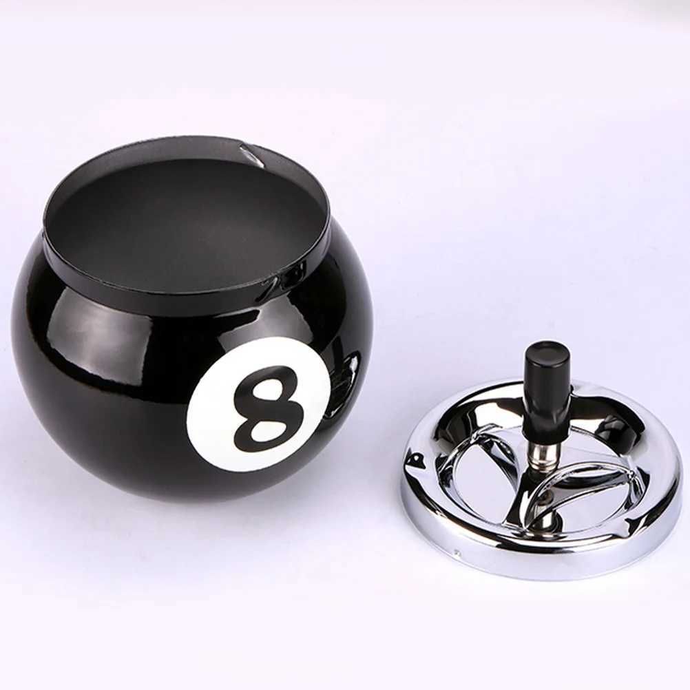 Billiards 8-Ball Ashtray Iron Ashtray Desktop Decoration for Home Office Outdoor (Black) Billiards ashtrayC250319