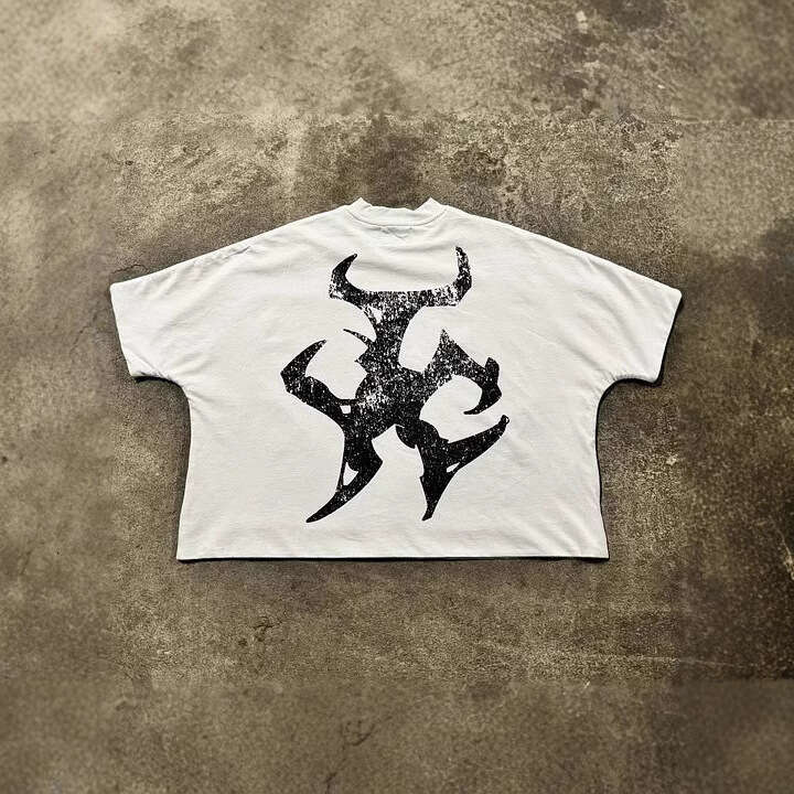 American high street dark style portrait print short sleeved T-shirt loose men's and women's trendy brand