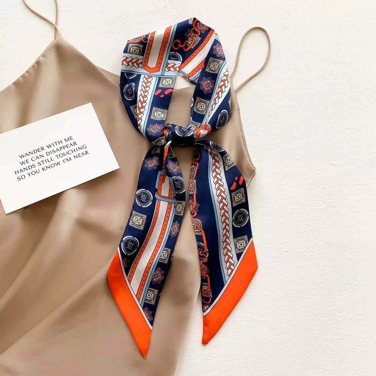 Wen Long Ribbon Scarf Handle Bag Ribbons Skinny Silk Like Hair Scarf for Wen Wrap Ribbon Handbag Neck Satin Scarves X250319
