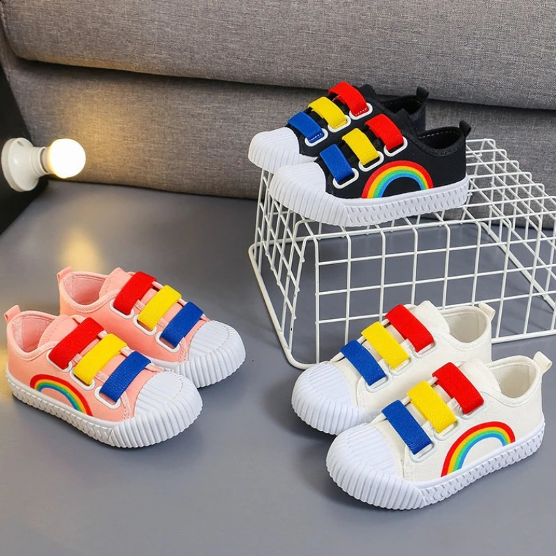 Boys and Girls Canvas Fashion Hook Childrens Casual Shoes Soft Bottom Toddler Walking Shoes Anti-slip School Shoes 250319