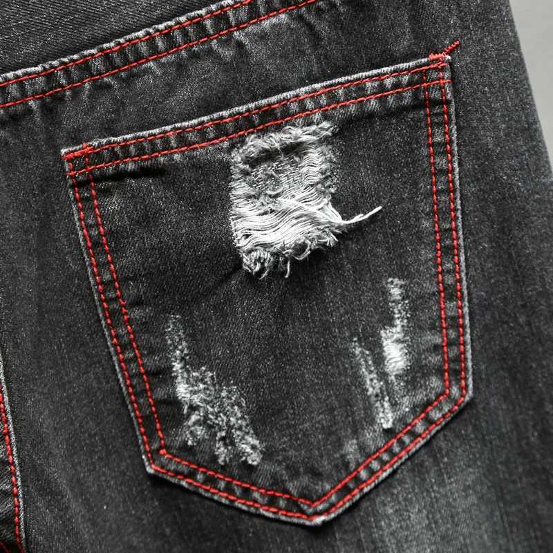 Open top denim shorts mens patch retro personality old knee pants printed fashionable painting points street hip-hop shorts W250319