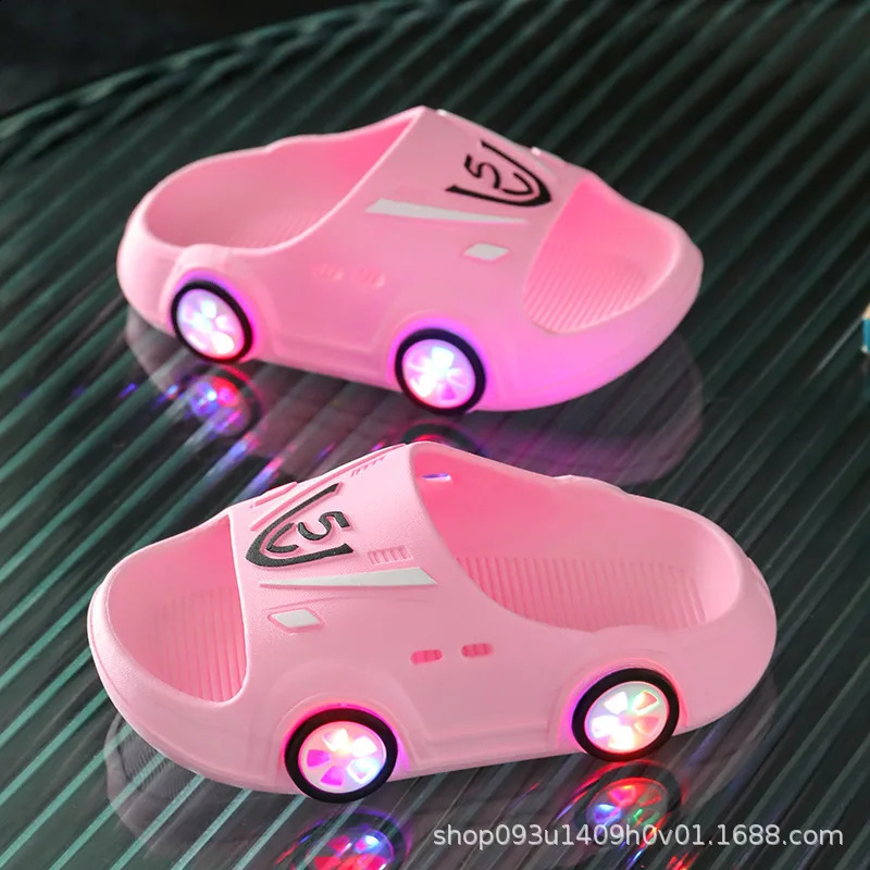 CINESSD childrens luminous slider summer sandals indoor and outdoor soft anti slip cartoon car childrens shoes personalized childrens sandals 250318