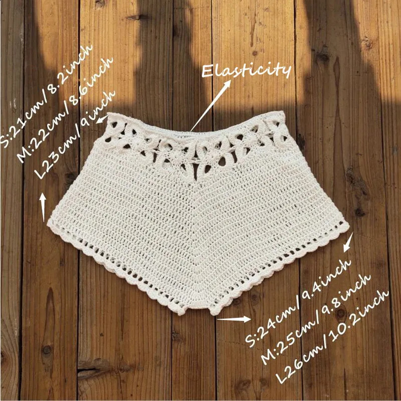 Summer Womens Crochet Cutout Swim Shorts Bathing Suit Bottoms Beach Style Drawstring Beach Board Shorts Swim Trunks 250319