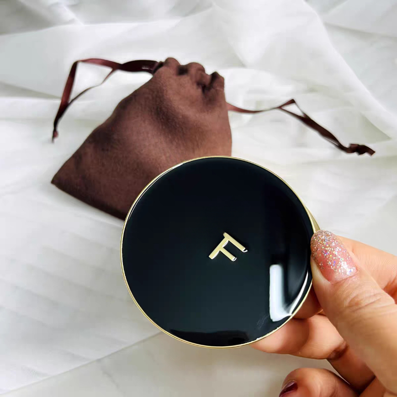 Luxury T F Letters Hand Gift Compact Mirrors Brand Gold Vintage Double Sided Portable Enlarged Classic Round Designer Makeup Mirror Folding with Dust Pouch Bag