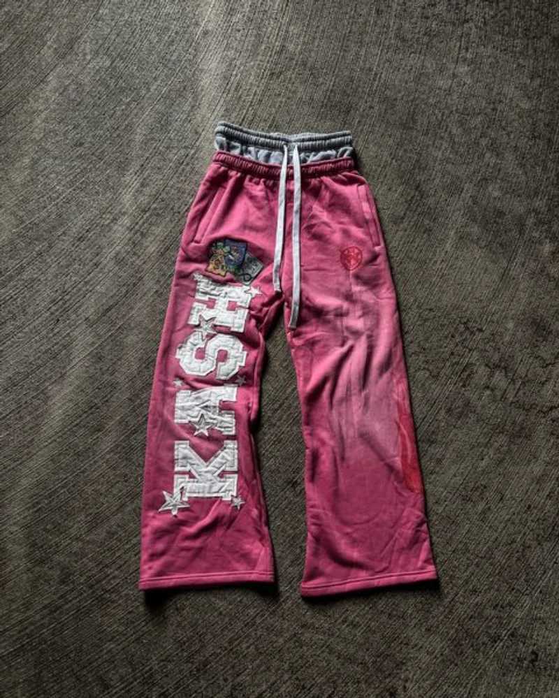 Cargo Pants Men Double Elastic Waist Patchwork Letter Pattern Y2k Joggers Men Baggy Hosen Vintage Casual Sweatpants Streetwear X250319