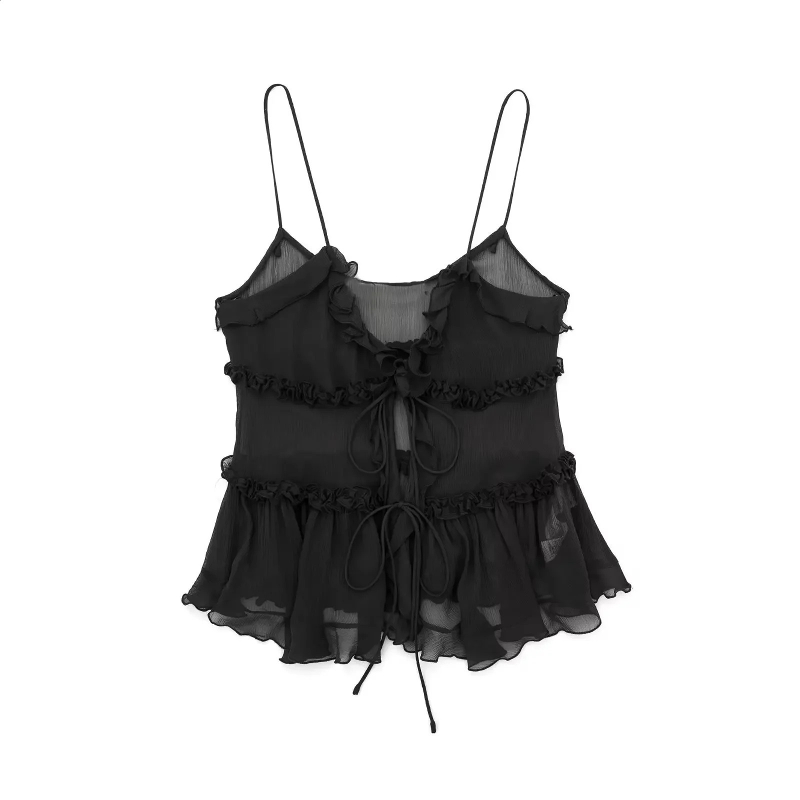 Cross border European and American Womens Wear Translucent Layered Decorative Vest 8750 250314