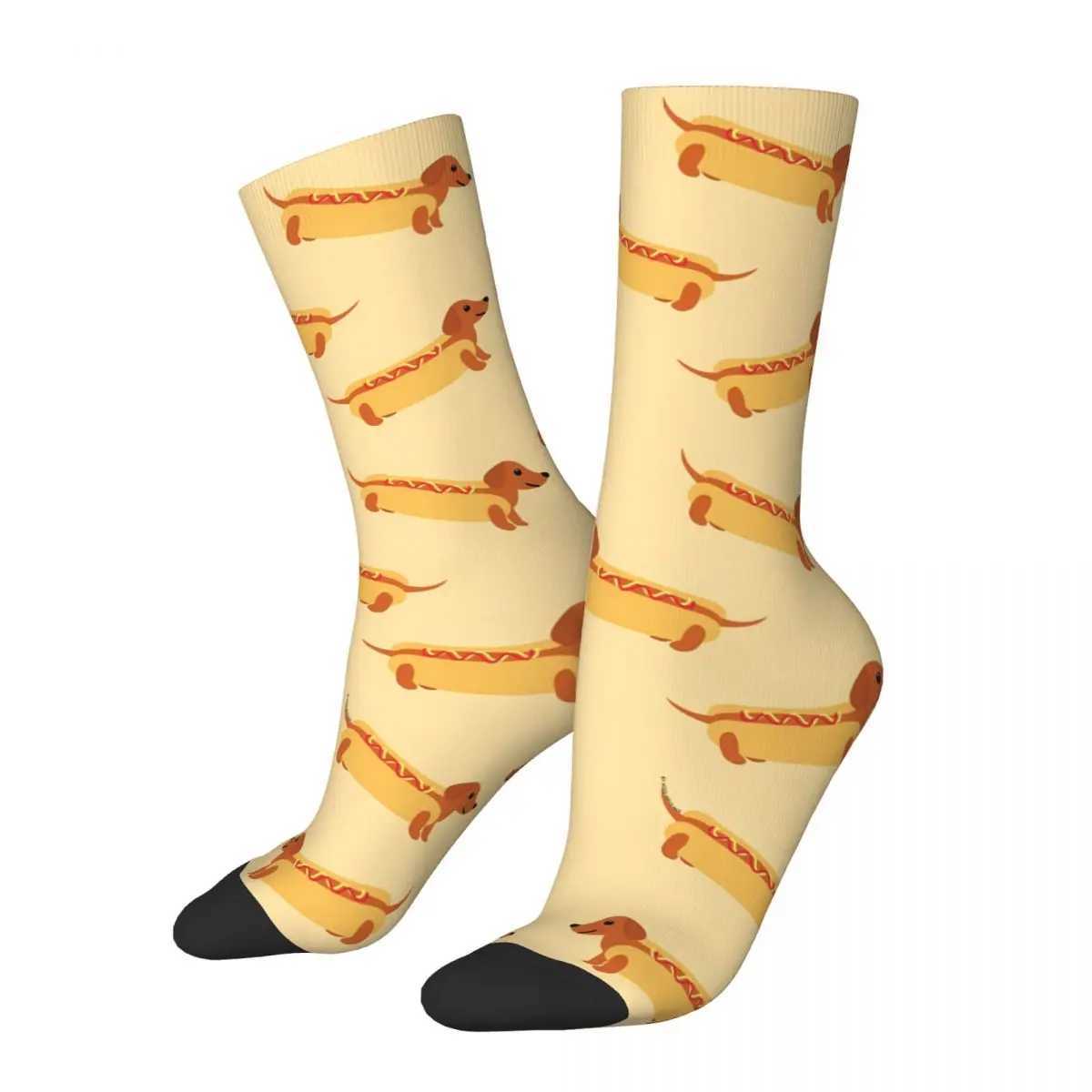Fun Crazy Mens Socks Hot Dog Hip Hop Harajuku Sausage Happy Breathable Pattern Printed Boy Crew Socks Casual Gift X250319