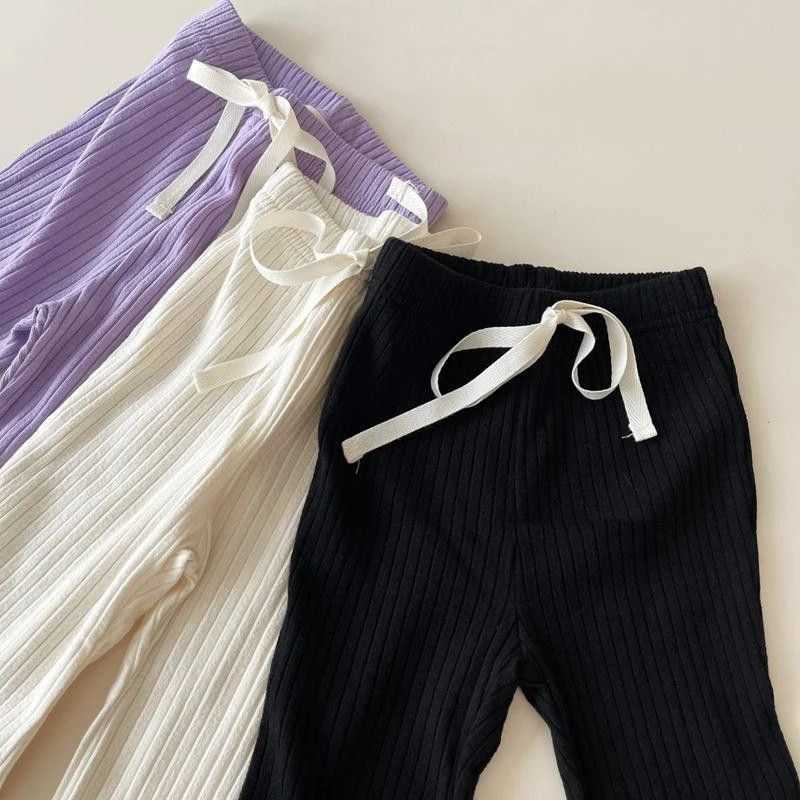 Childrens Pants Girls Solid Elasticity Leggings Cotton Ruffle Trousers 3-9 Years Kids Pants Toddler Girls Flared PantT250318