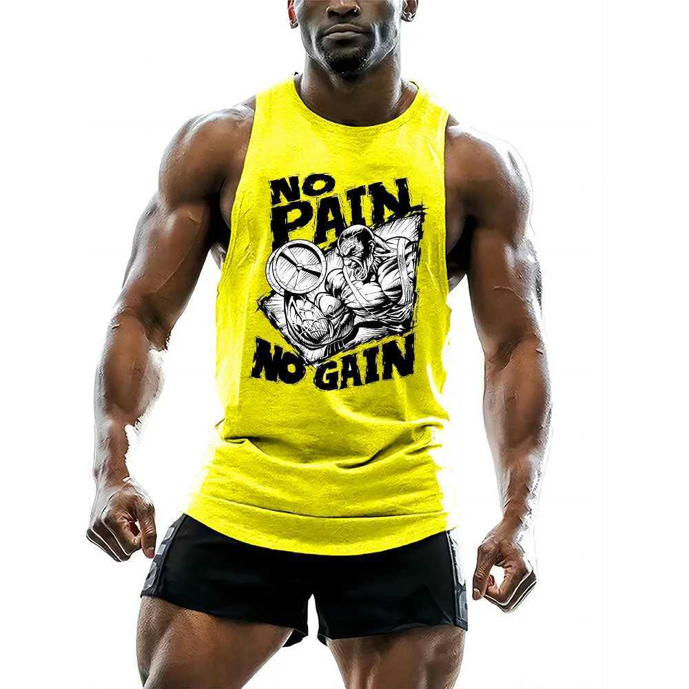 Four Seasons Outdoor Running Fitness Vest Mens Gym 2D Printed Pattern Top Cream Sports Sleepless Mens Quick Drying VestT250318
