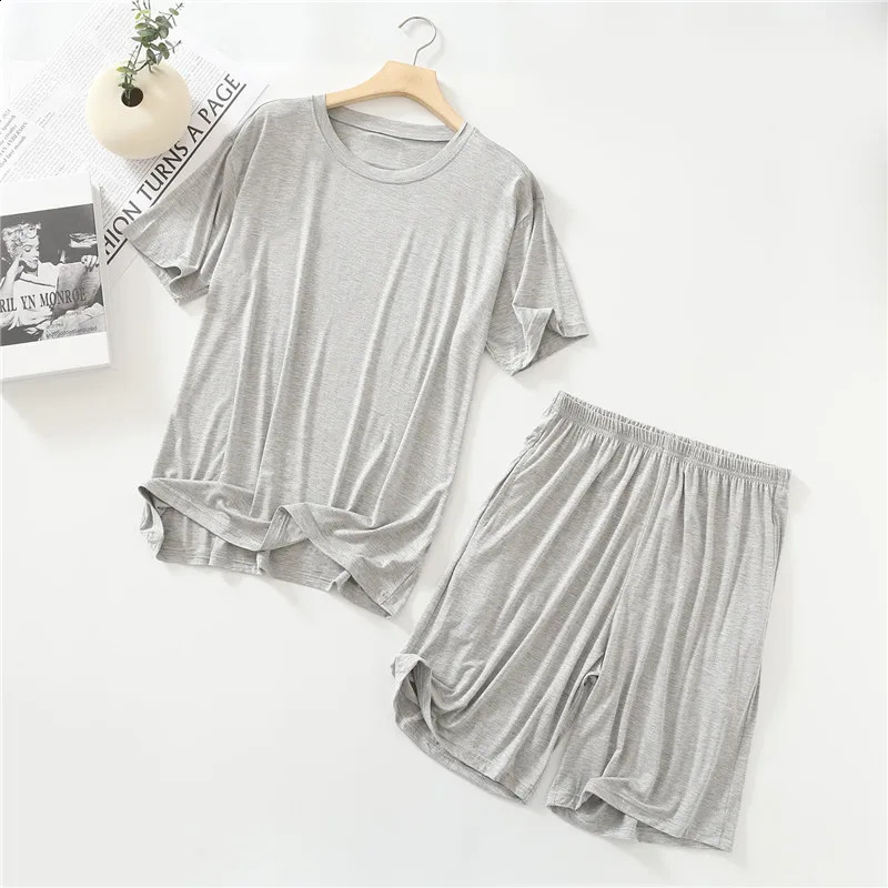 Summer pajamas mens Modal short sleeved set casual plus size two-piece set mens home clothing casual jacket pajamas Hombre 250317