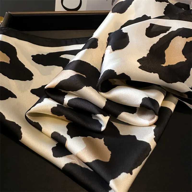 2024 new leopard print square scarf Wens imitation silk scarf casual edition decorative small neck scarf 70CMx70CM X250319