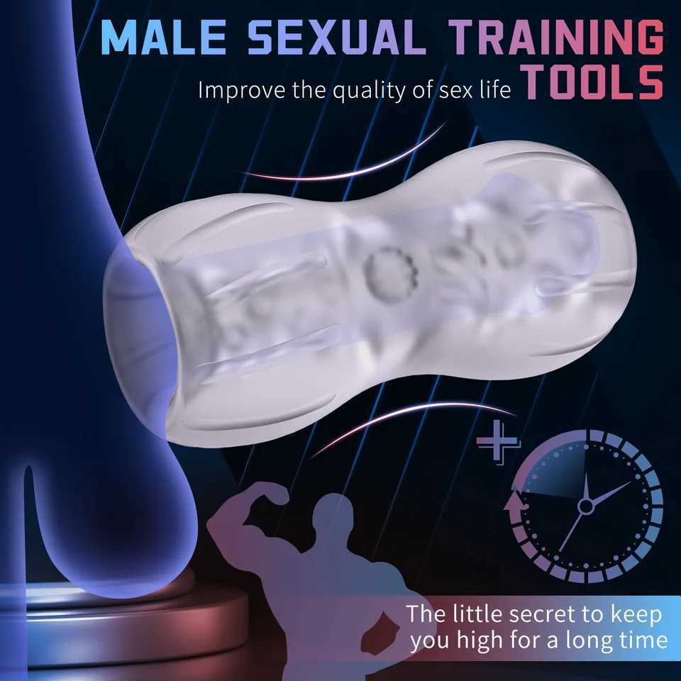Handheld transparent masseur real vaginal oral sex deep throat stimulator mens Dick Glans coach masseur sex toyXJ250319