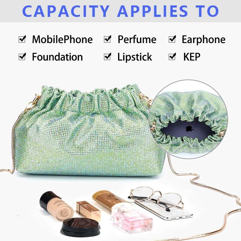 Newest Ladies Dinner Wedding Bridal Wallet Party Christmas Gift Crossbody Stone Crystal Rhie Dia Evening Bag