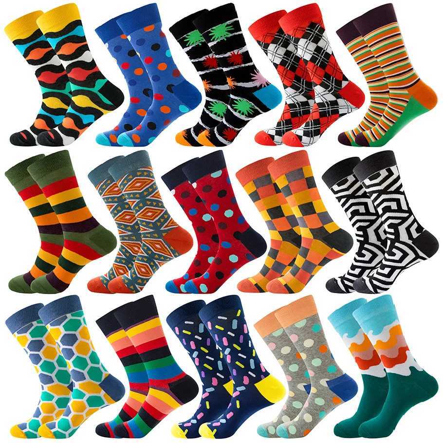 2021 Socks Mens Latest Design Middle tube Socks Autumn Socks Quality Business Geometric Lattice Colorful Mens Cotton Socks X250319