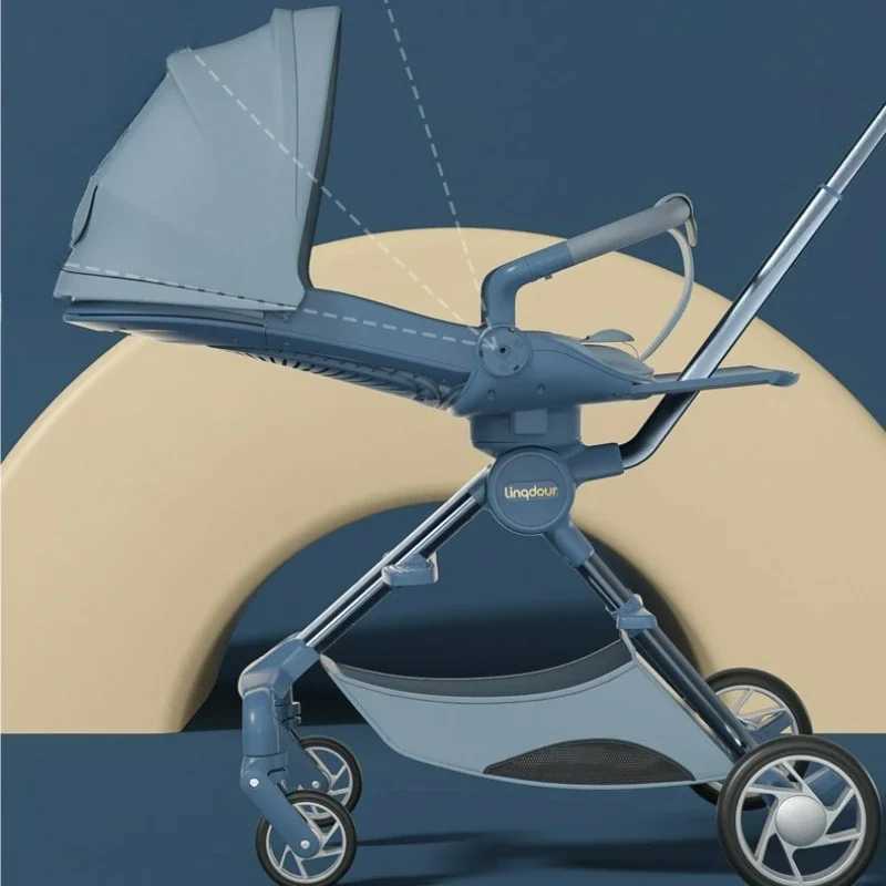 Lightweight Foldable High View Stroller Can Be Rotated 360 Sitable and Reclinable Baby Stroller Aluminum Alloy Frame Z250319