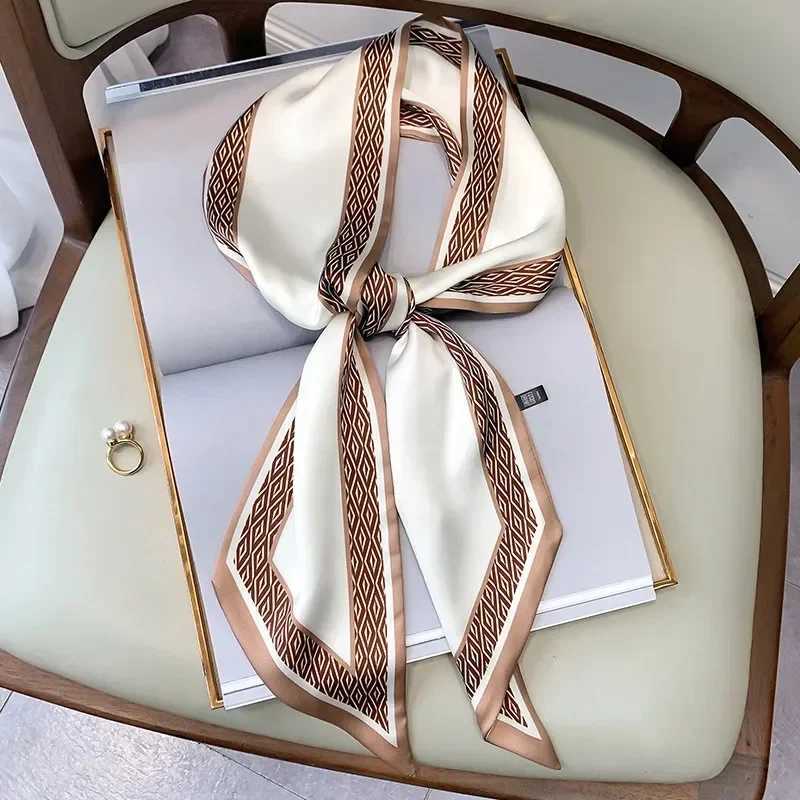 Luxury long filament scarf Fem horse print thin narrow scarf bag headband scarf X250319