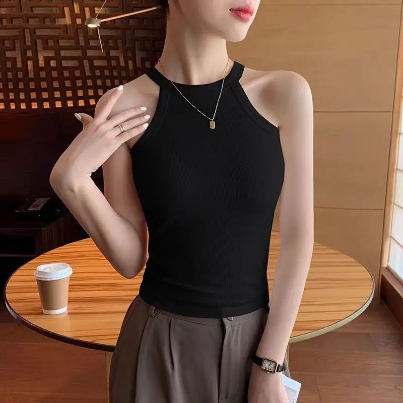 Womens summer fashion simple solid color ultra-thin tank top womens clothing casual matching elegant warm top 250314