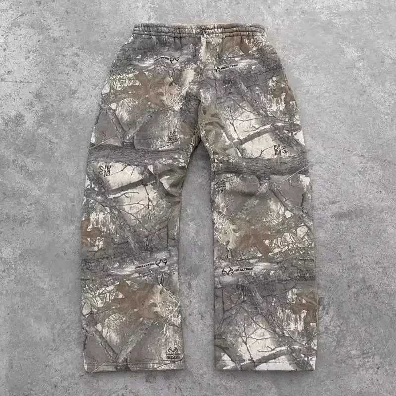 Y2K Mens Bag Pants Harajuku Camo Pattern High Quality Retro Sports Pants Hip Hop Mens Wide Leg MensT250319