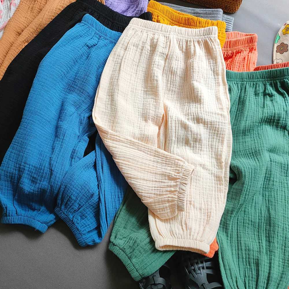 Summer boys and girls cotton linen pants casual baby loose harem pants girls breathable pants childrens clothingT250318
