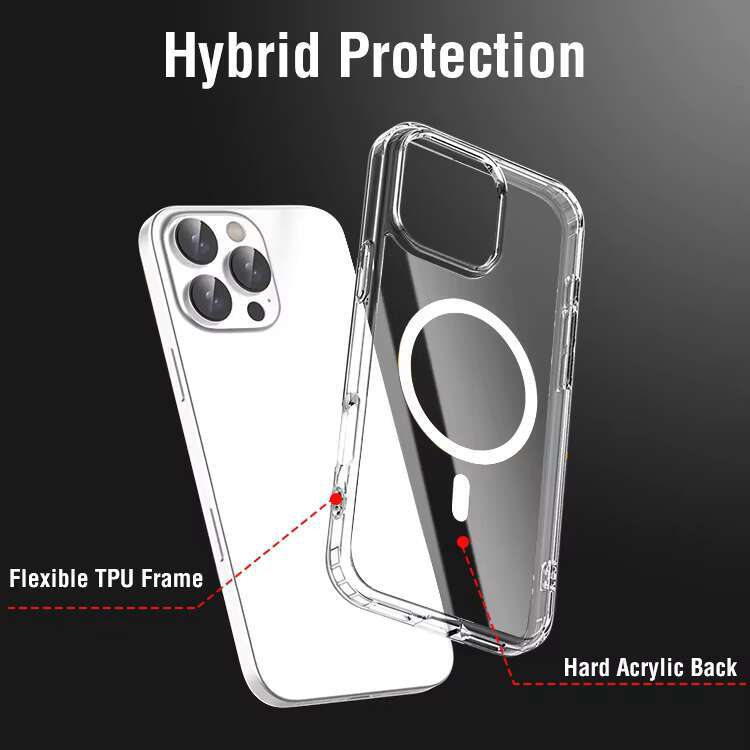 Us Stock Shockproof Clear Transparent Silicone Phone Case for Iphone 16 Support Wireless Charging Magnetic Back Cover