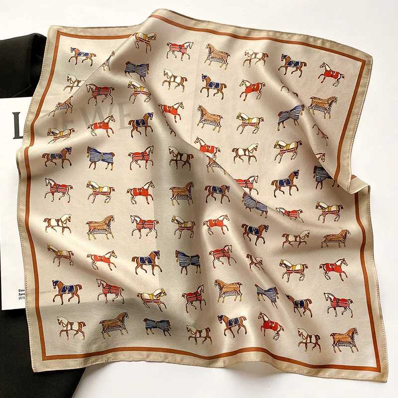 Horse Printing Design 100% Pure Silk Square Scarf Wen Fashion Luxury Brand Scarf Neckerchief Hair Hand Wrist Bandana X250319