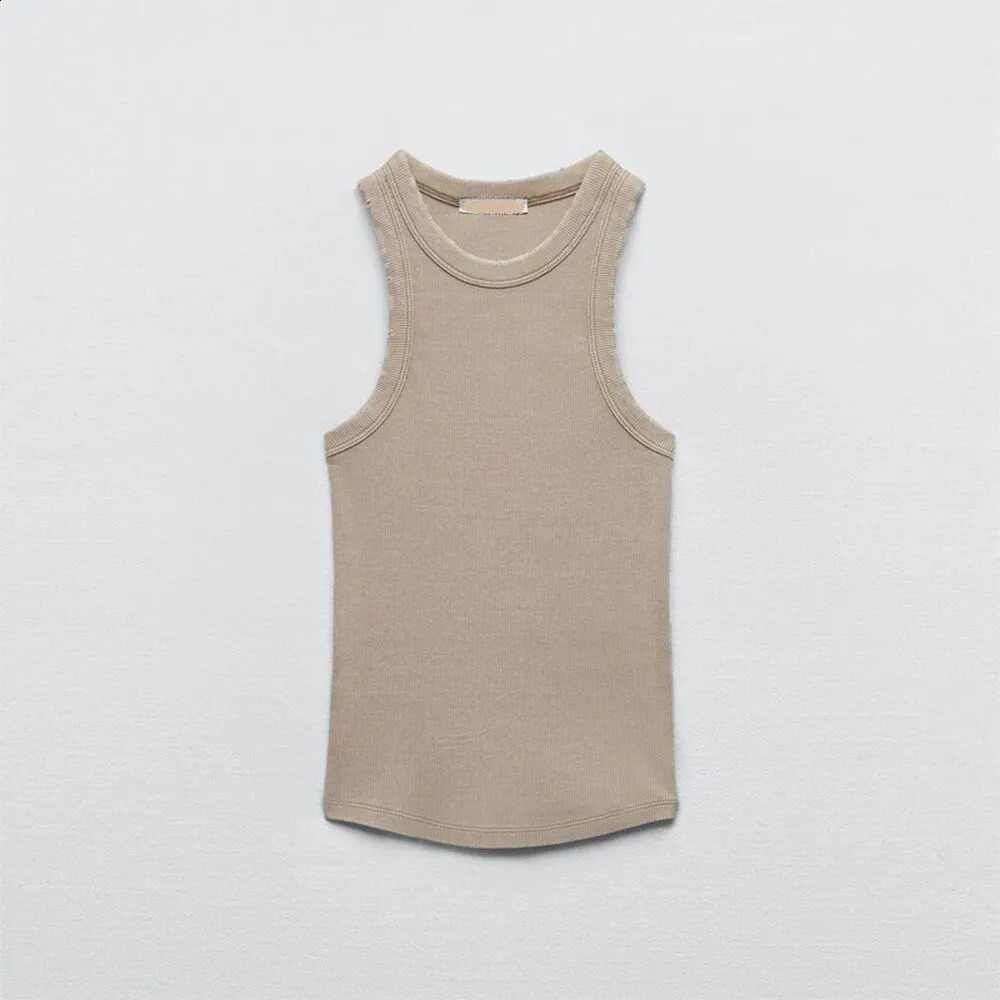 BMURHMZA Fashion washed ribbed simple retro workwear womens vest 250319
