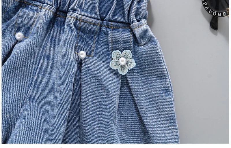 Summer Kid Girls A-line Shaped Denim Shorts Korean Fashion Pants Childrens Jeans 3-12Year Young Girls Shorts Jeans 250319