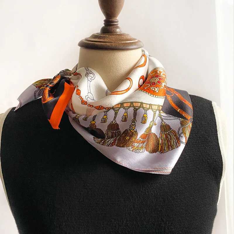 Wen 100% Mberry Real Silk Scarf 53cm Luxury Kerchief Spring Autumn Neckerchief Brand Chains Horse Design Handbag Decorate X250319