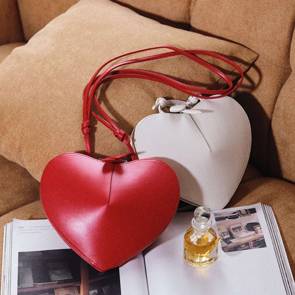 MABULA Fashion Peach Heart Shape Single Shoulder Genuine Leather Trendy Crossbody High Quality Brand Designer Cross Bag