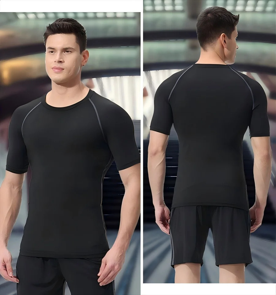 Mens Compression Shirts Summer Short Sleeves Tees Tshirt Gym Workout Fitness Running Tops Undershirts Baselayer Sportswear 250319