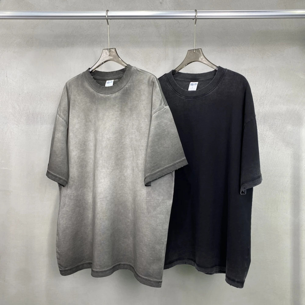 Vintage High Street Distressed T-shirt For Men Y2k Oversized Short Sleeve Tee Goth Women T Shirts Hip Hop Streetwear Cotton Tops 250319