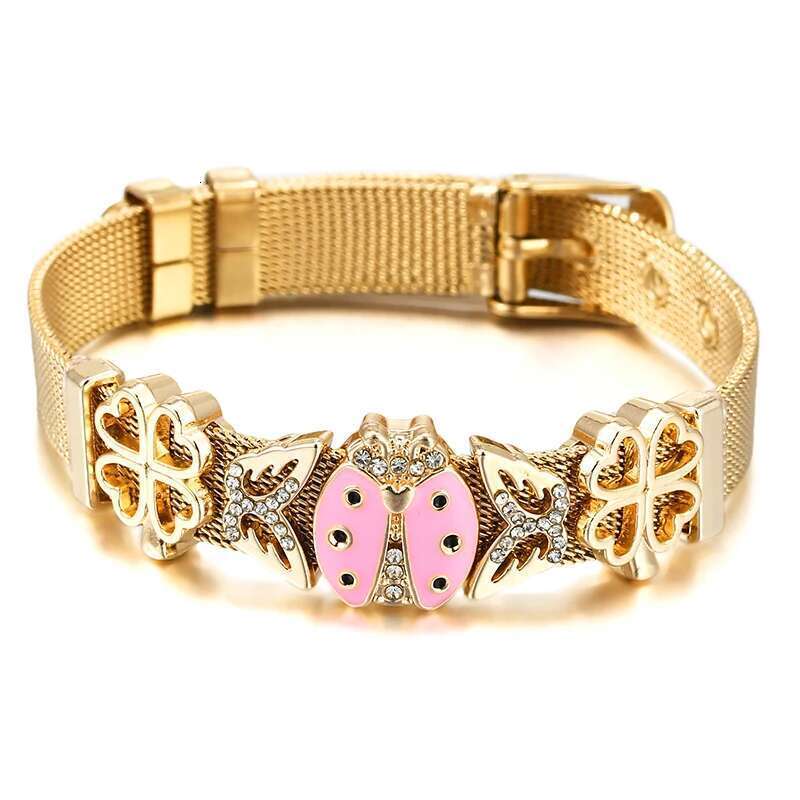 10mm Butterfly Hollow Out Beads Charm Bracelets DIY Stainless Steel Mesh Belt Bracelet Pulseras Mujer For Women Men Jewelry Gift