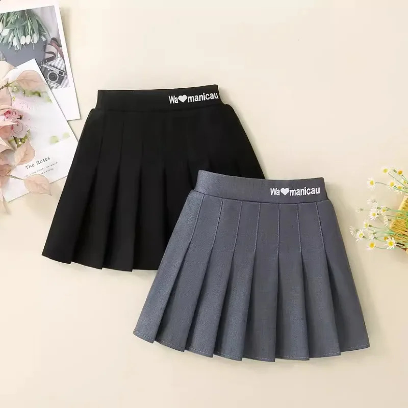 Teenage Girls Pleated Skirt Casual Grey School Skirt for Kids 2025 Spring Summer Simple Stylish Versatile A-line Short Skirt 250319