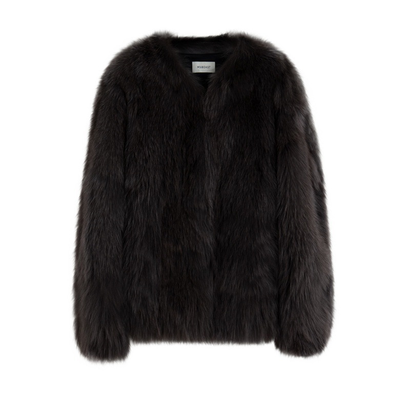 Toka fox triangle neck women's 2024 winter new imitation fur coat