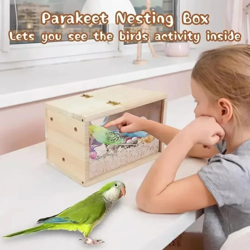 Transparent n Parakeet parrot cage house easy to clean smooth edges nest box bird supplies 250318