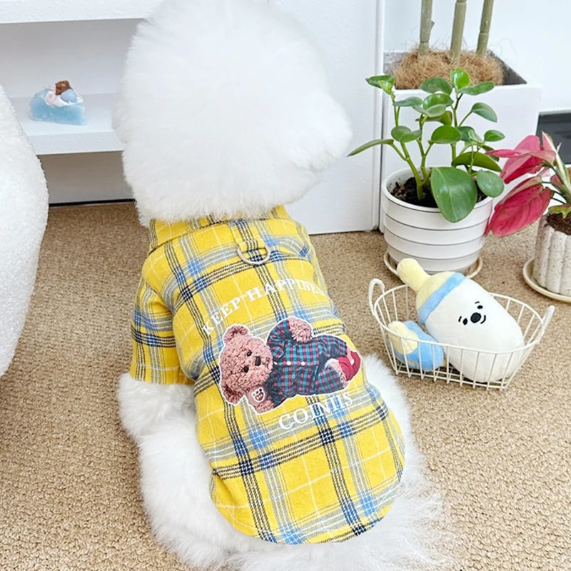 Autumn pet dog clothing classic plain weave dog shirt bear pattern puppy coat cute cat shirt pet sweater Chihuahua York clothing 250318