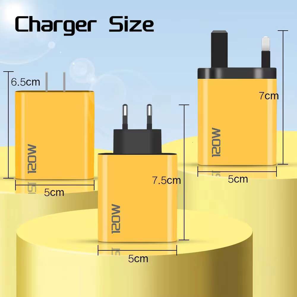 High-speed Phone High Power 120w Travel Charger Usb Ports 2 Pd 20W Fast Charging Adapter for Iphone Samsung
