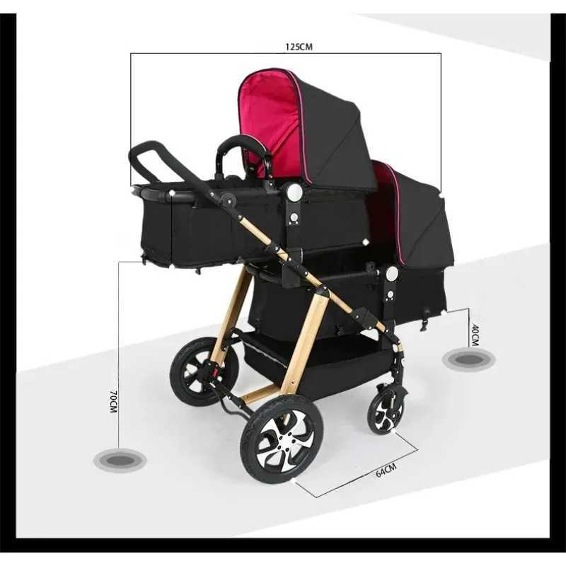 Lightweight double baby stroller folding double baby stroller suitable for two childrens shock-absorbing double baby strollers four-wheel carts Z25031