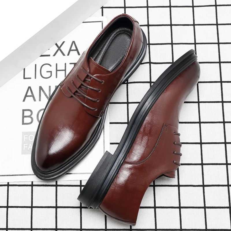 Elevator shoes mens dress shoes 3/6/8cm mens formal shoes winter/spring classic business luxury mens Oxford shoe set shoesXJ250319