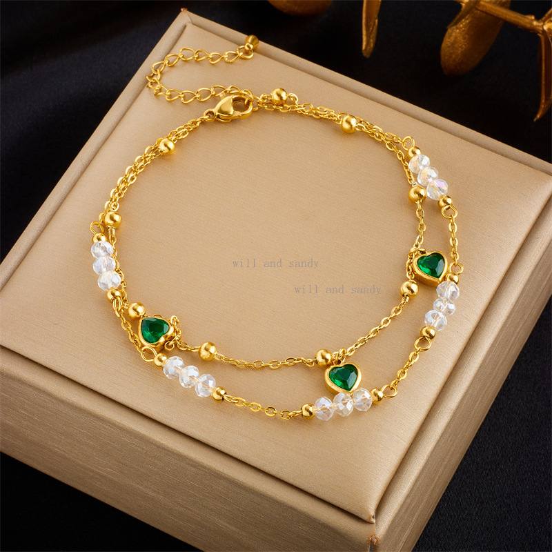 Non Tarnish 18k Gold Waterproof Anklet Chain Bracelet Designer Star Heart Cross Charm Dainty Layered Stacking Foot Chain for Woman Girls Summer Beach 