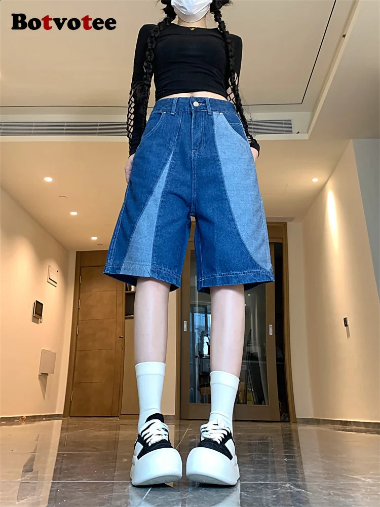 Botvotee Blue Summer Bermuda Womens Jeans Korean Fashion Street Clothing Kayaking Work Denim Shorts 250317