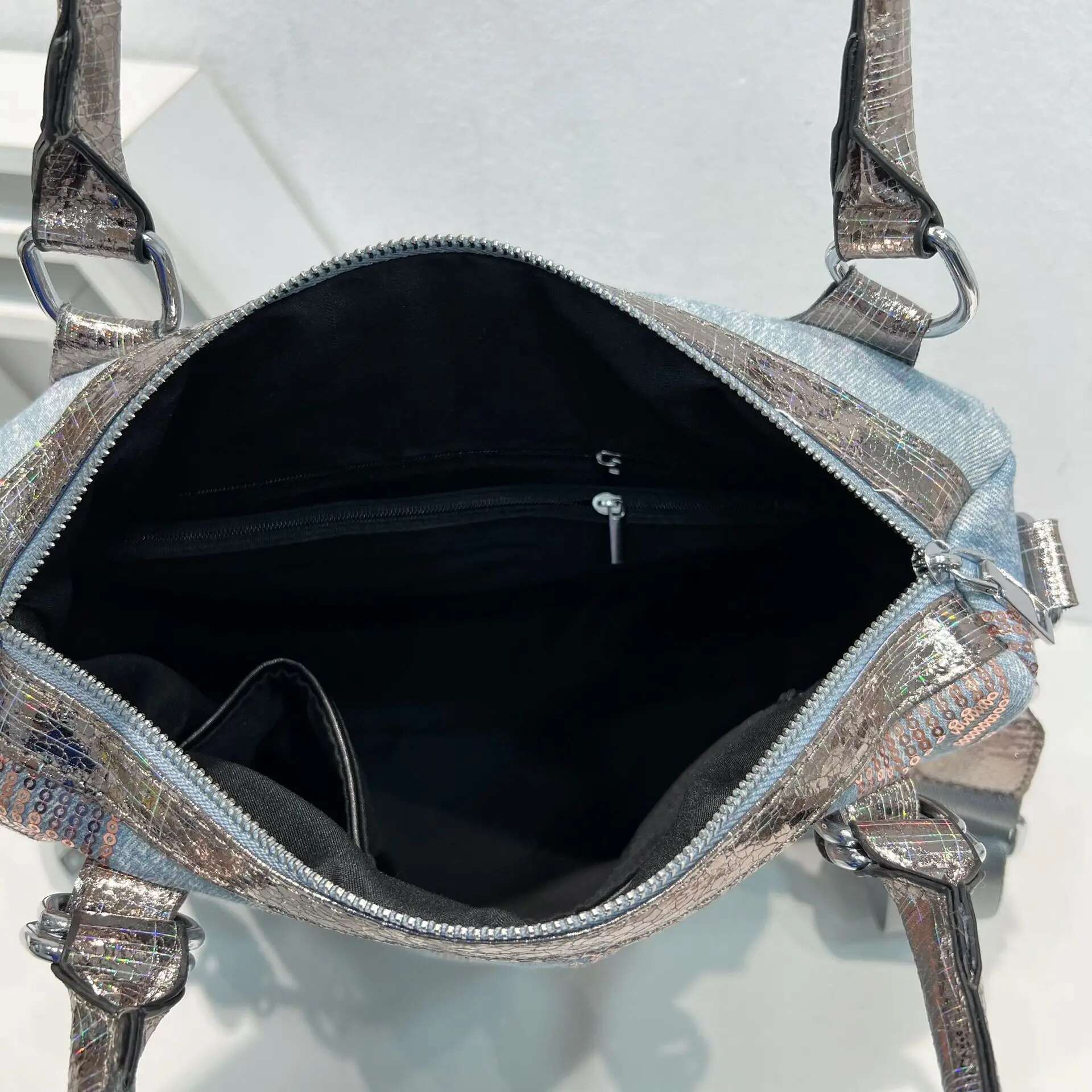 2025 new women's handbag denim fashion sequin bag cheap new wallet top handle handbag designer women's trendy shoulder bag