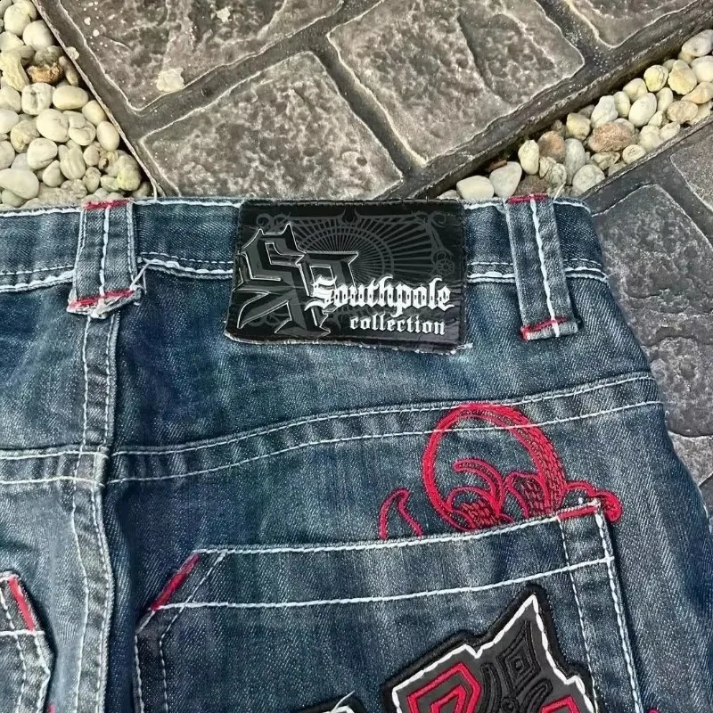 High Quality Street Y2K Retro Denim Shorts Shinjuku Hip Hop Pocket Loose Denim Shorts For Men and Women In Summer Gothic Shorts 250319