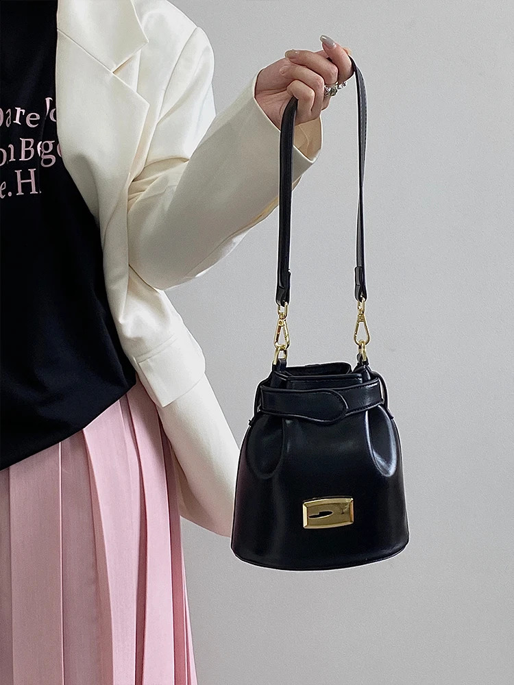 Fashion Womens Bucket Shoulder Bag Pu Leather Womens Mini Messenger Bag Womens Handbag 250317