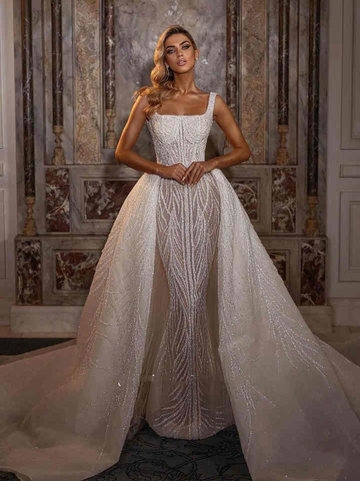 Elegant Mermaid Wedding Dresses Sexy Spaghetti Strap Appliques Lace Bridal Gowns Customized Plus Size Special Occasion Vestidos De Fiesta