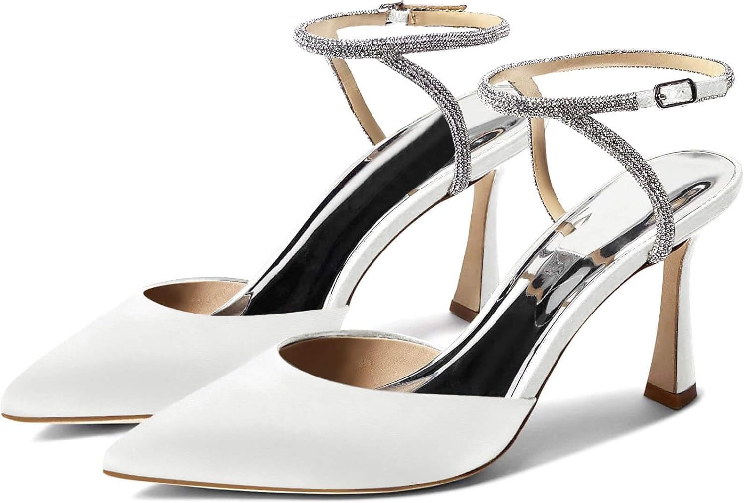2025 New With Box Designer sandals Women's rhinestone high heels, kitten high satin high heels, pointed shiny sexy wedding shoes