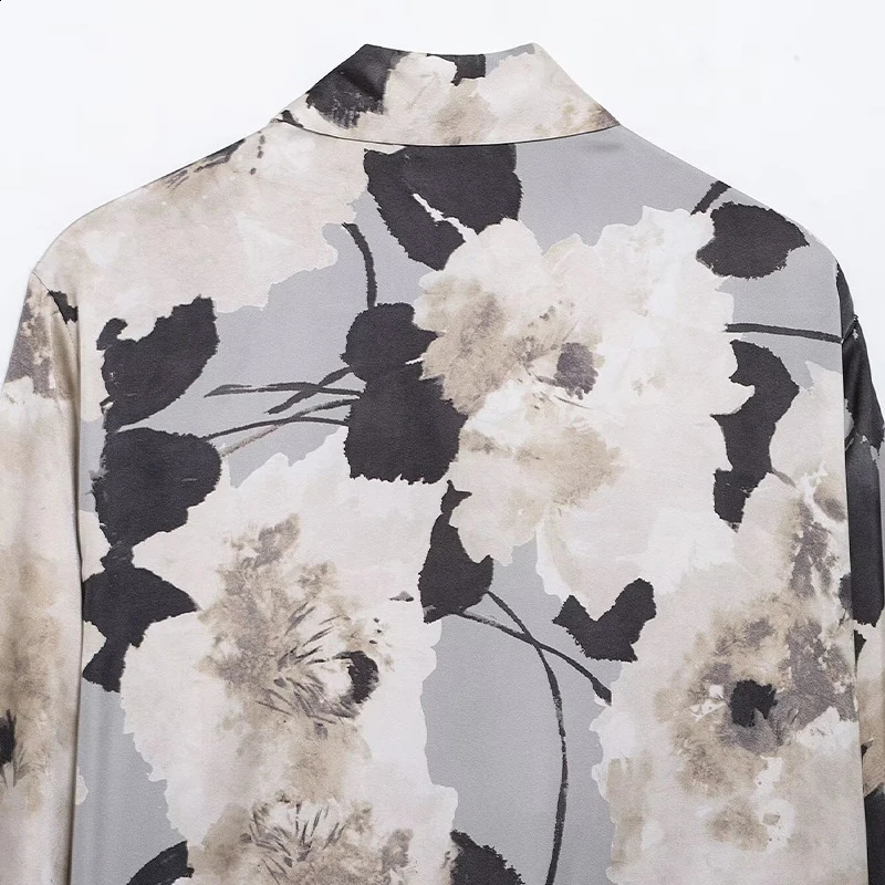 Willshela Women Fashion Silk Printed Single Breasted Blouse Vintage Lapel Neck Long Sleeves Female Chic Lady Shirts 250319