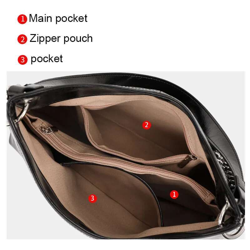 Aidrani Genuine Leather Fashion Ladies Shoulder Large Capacity100%Soft Cowhide Crossbody Bag, Urious Chain Tote Bag